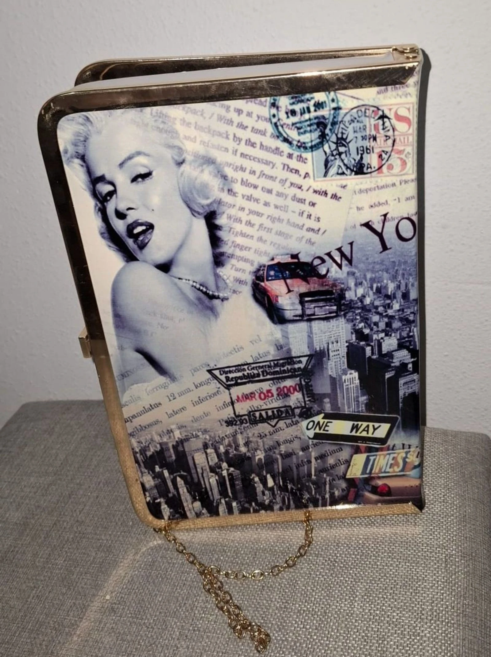 Bolso de Fiesta Marilyn Monroe con Cadena limite edition Y2K Dorada – photo 4